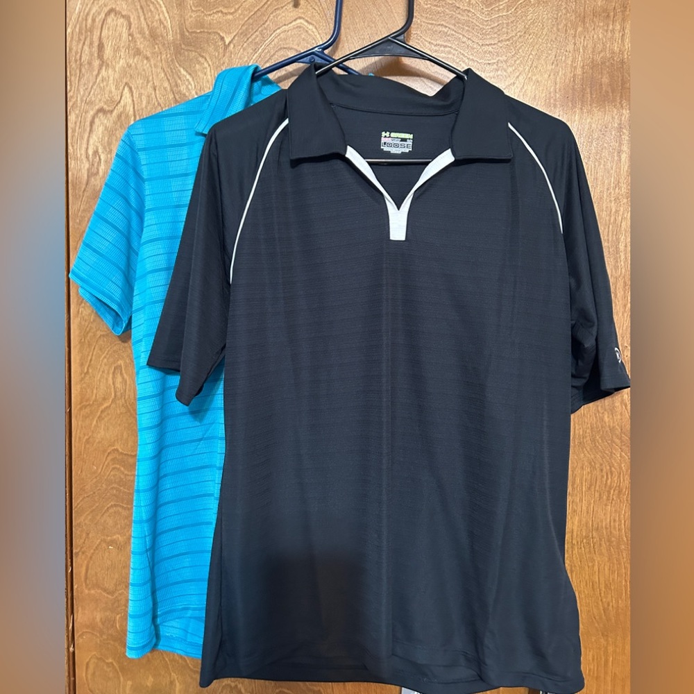 NWT two women’s size large under Armour heat gear polos.